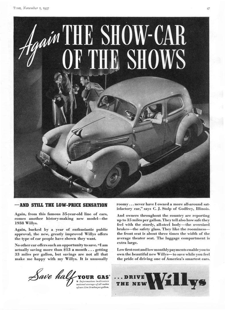 1938 Willys Auto Advertising